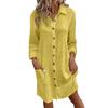 Women Dress Turn-down Collar Loose Long Sleeves Single-breasted Solid Color Shirt Type OL Commuting