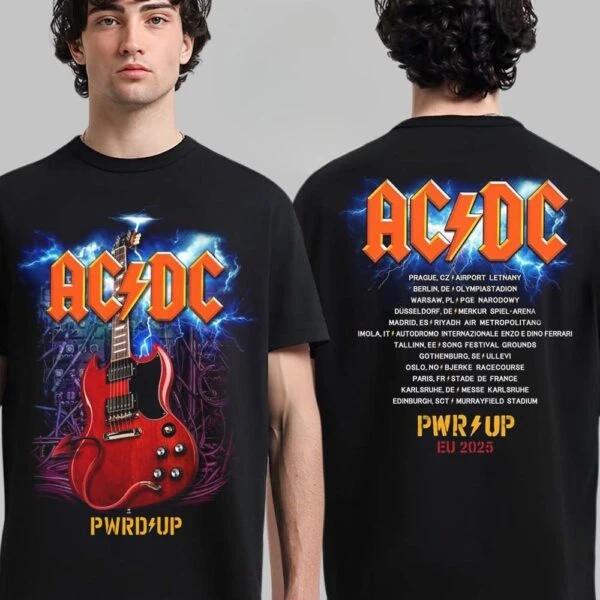 ACDC Back In Black Back In North America PWR UP Tour 2025 Two Sides Unisex T-Shirt A Best-selling and Popular Style Ins Y2k Tops
