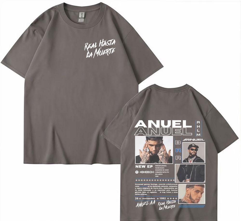 Rapper Anuel AA Real Hasta La Muerte Tour 2025 Cover T Shirt Unisex Hip Hop Tshirt Tops Short Sleeve Oversized T Shirts Streetwear