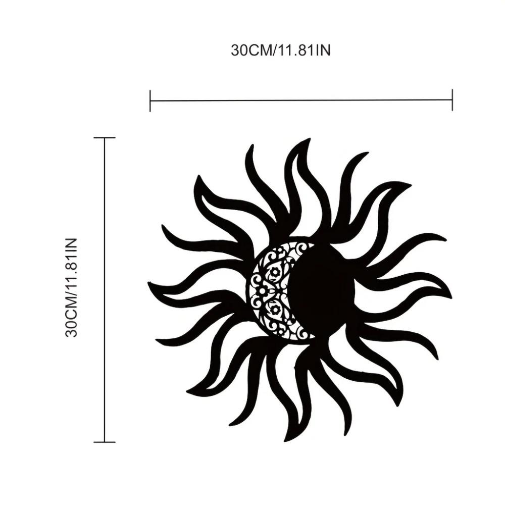1pc Metal Sun and Moon Art Wall Decor - Elegant Sun and Moon Sign - Iron Art Silhouette - Unique Metal Wall Hanging for Home