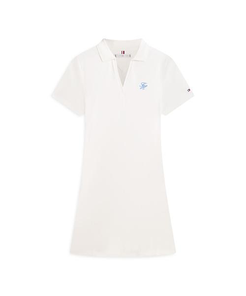 TOMMY HILFIGER Script Open Neck Polo Dress (T22G3Tdr090Wt1Ybl)