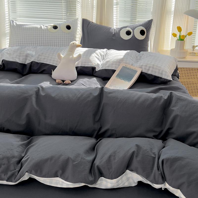 Bedding Pure Cotton Four-piece Set, Quilt Cover, Quilt Cover, Bed Sheet, Human Dormitory Three-piece Set