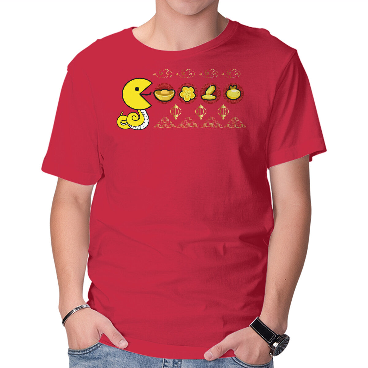 Unisex Crew Neck T-Shirt Pac-Snake Graphic Short Sleeve Casual Tee XL