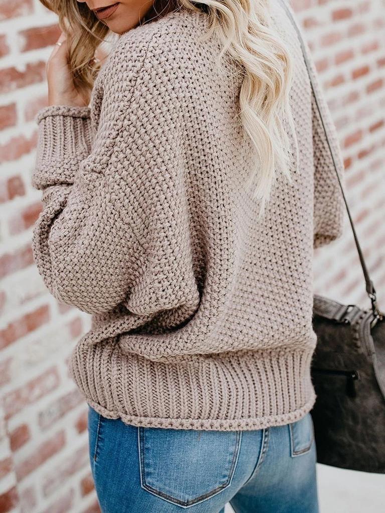Autumn New Arrivals Loose Knit V-Neck Sweater Women's Clothing