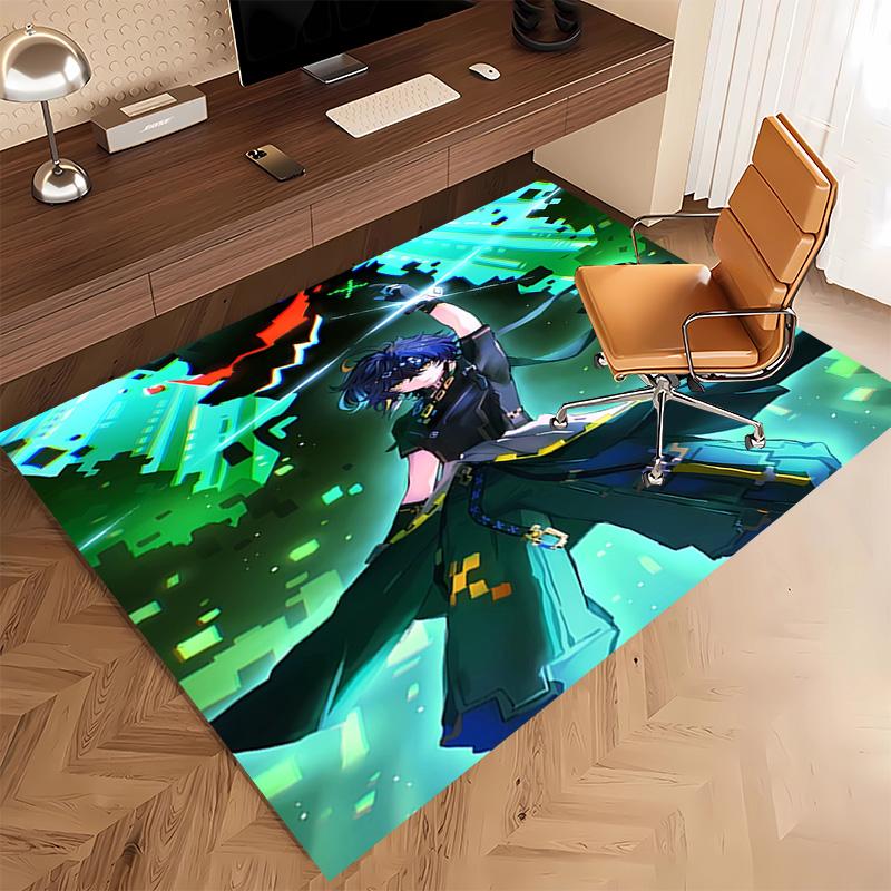 1pc Genshin Impact characters6 Print Area Rug - Soft, Washable Non-Slip Indoor Mat, Living Room, Home Office Decorative Rug,Office Decorative