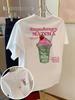 Carini Estetica Y2k Amante del Matcha Top Stampa Posteriore Fragola Matcha T-shirt Larghi Streetwear Grafiche T-shirt Moda Donna Abbigliamento
