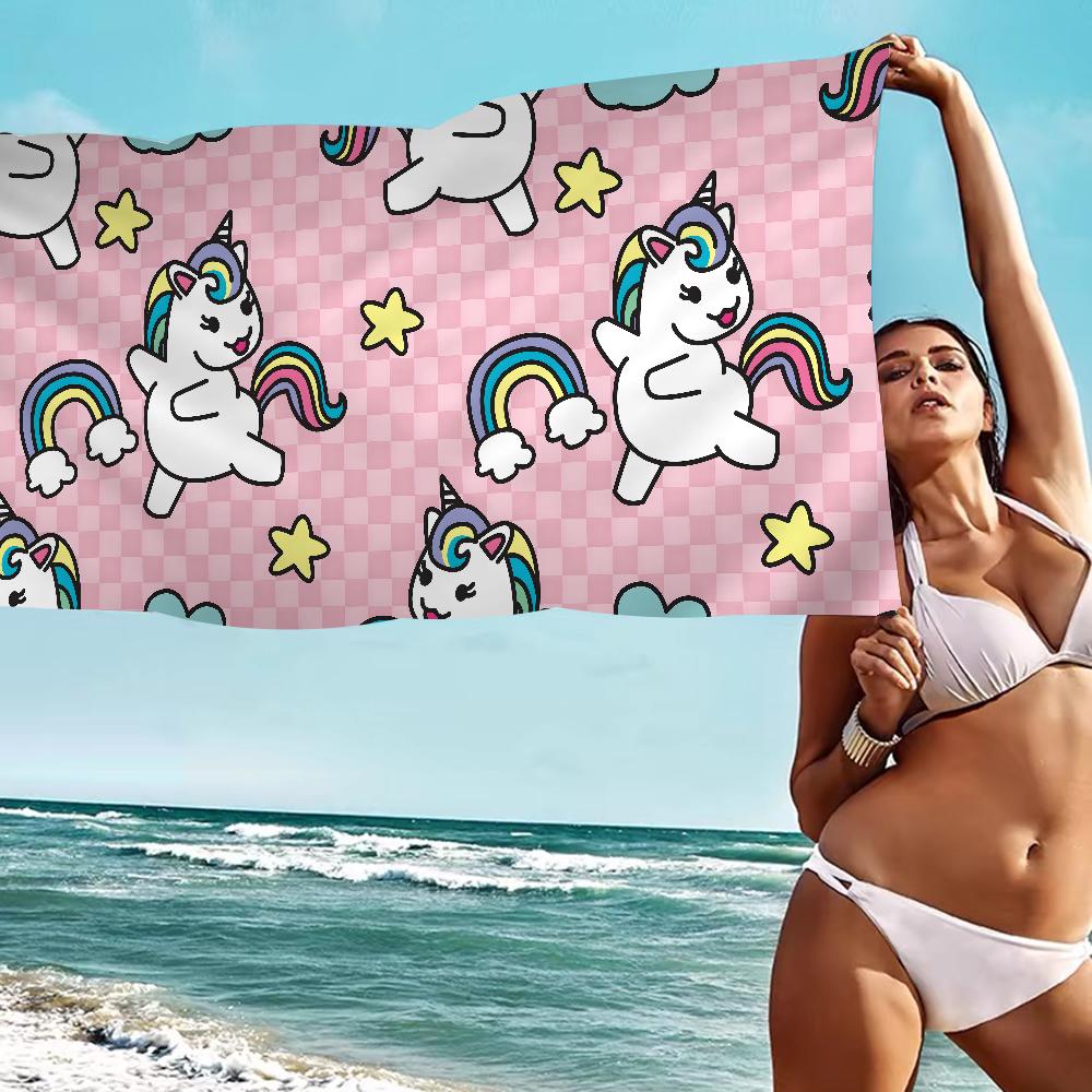 Cartoon Unicorn Animal Microfiber Beach Towel Absorbent Quick dry Soft Yoga Swimming Resort Mountain Climbing Towel