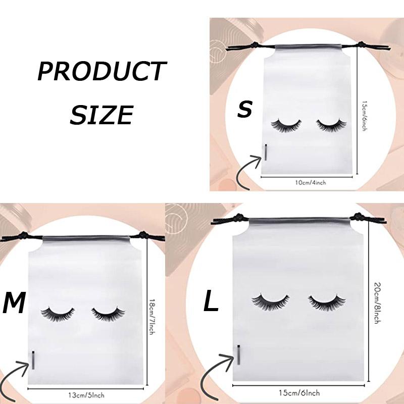 20 Stück Wimpernpflege Aufbewahrungsbeutel mit Kordelzug Wasserdichtes Eva-Kunststoff Reise-Packbeutel Tragbare Kosmetik-Make-up-Tasche