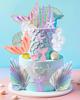 Mermaid Cake Toppers, 38pcs Under the Sea Cake Decor Set With Golden Ginkgo Leaves for Birthday Mermaid Theme Party Supplies