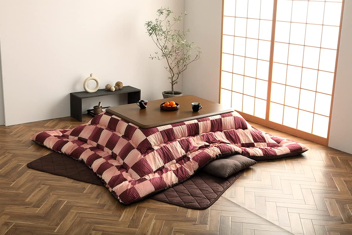

IKEHIKO Kotatsu Quilt, Taiga, Approx. 205 x 245cm, Pink, Rectangular, Single Item, Japanese Checkered Pattern #6032919