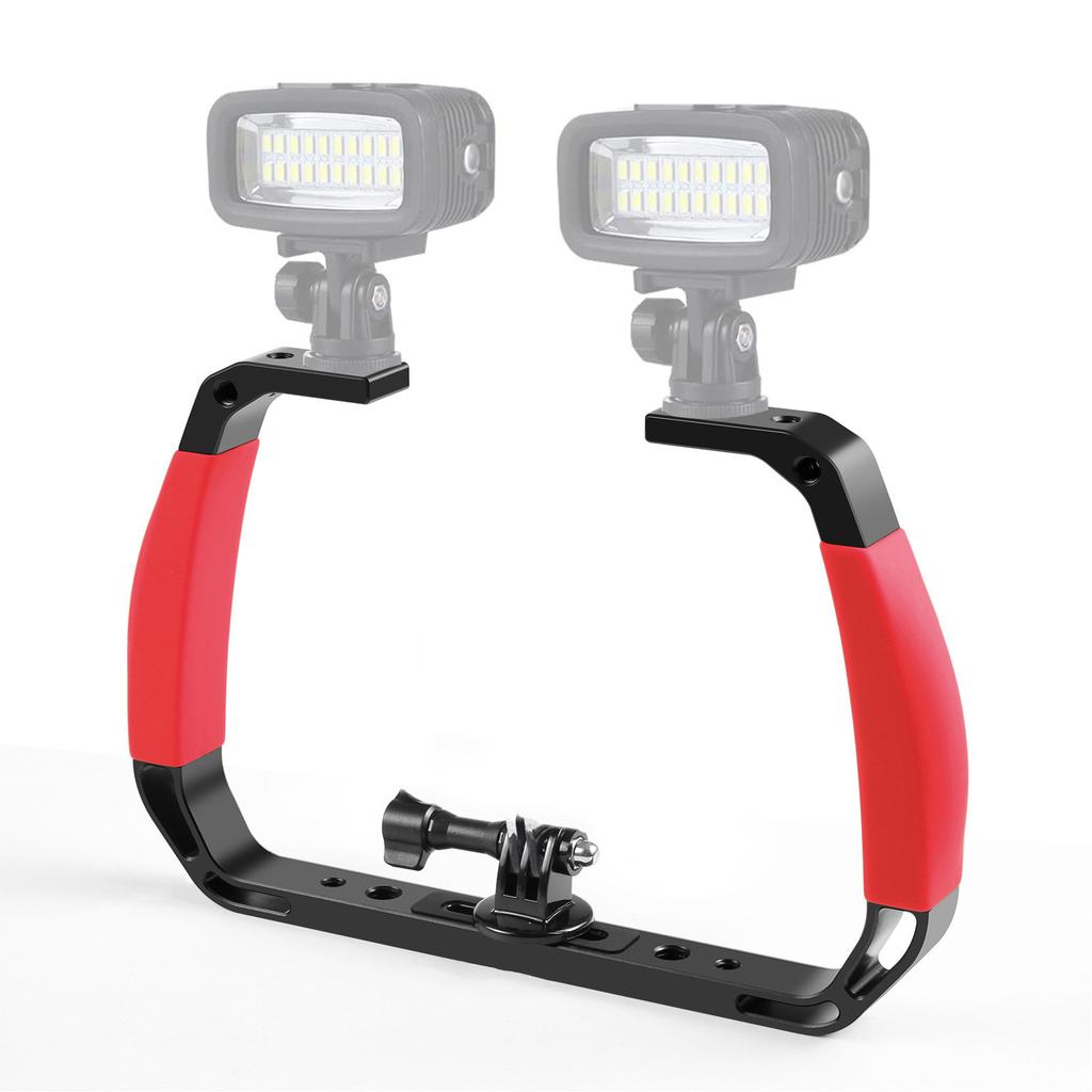 Underwater Diving Rig Tray Mount Silione Anti Slip Grip Stabilizer with 2 Cold Shoe 1Celsius4in 3Celsius8in Screw Hole Action Camera Accessory for Ins