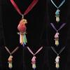 Panglică Boho Colorat Pene Papagal Strass Lady Pulover Colier Statement