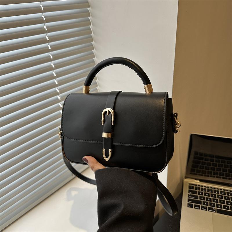 Bag Women's New Fashion Portable Small Square Bag Lychee Pattern Textured Commuter Shoulder Crossbody Bag