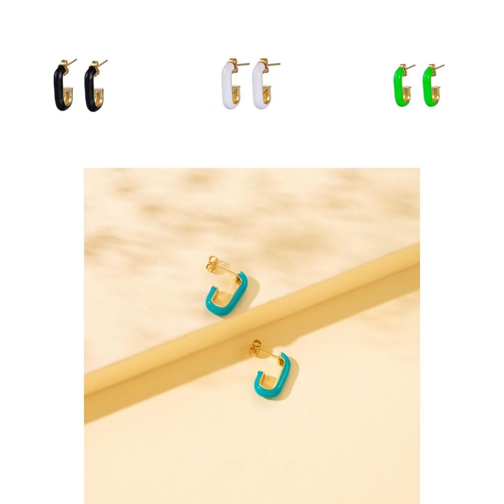 Fashionable J-shaped Earrings For Women In Bold Colors And Unique Alloy Design