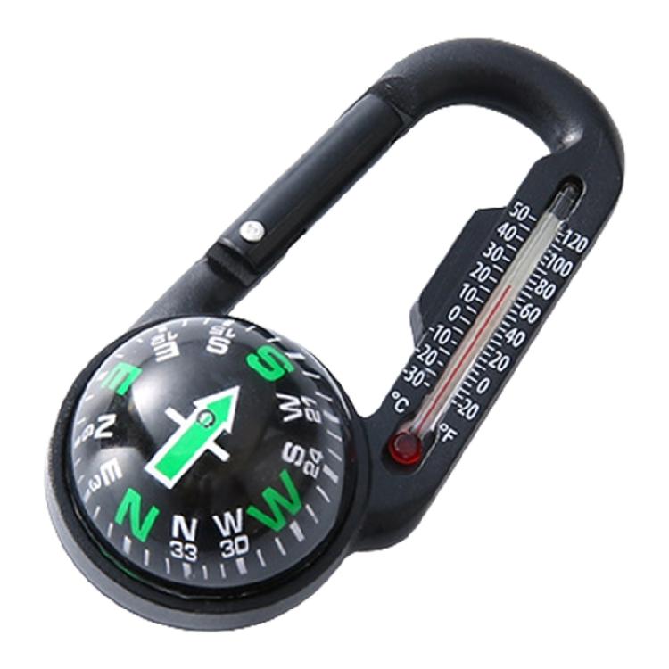 

Outdoor Camping Mountaineering Buckle Small Compasses Carabiner Keychain Thermometers Backpacking Accessories Enduring чорний/зелений