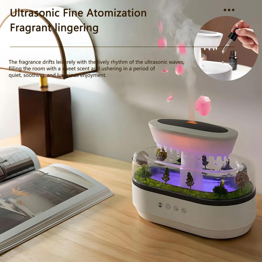 Aroma Humidifier Raindrop Air Humidifier Colorful Light White Noise Essemtial Oil Diffuser Home Ultrasonic Fragrance Diffuser