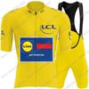 Tým Lidl Cyklistický dres Set Mistr světa Cyklistické oblečení Pánské Krátký rukáv Sestava Silniční kolo Dres Oblek Cyklistické kraťasy s laclem