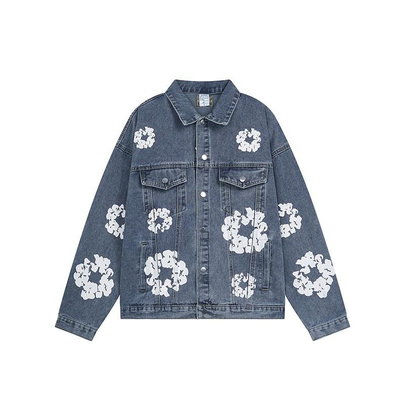 Mens Retro Streetwear Denim Jacket With