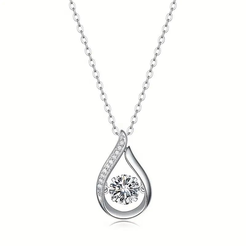 Water Droplet Shaped Zircon Pendant Necklace, Minimalist Design, Suitable for Elegant Jewelry Worn In Daily Life