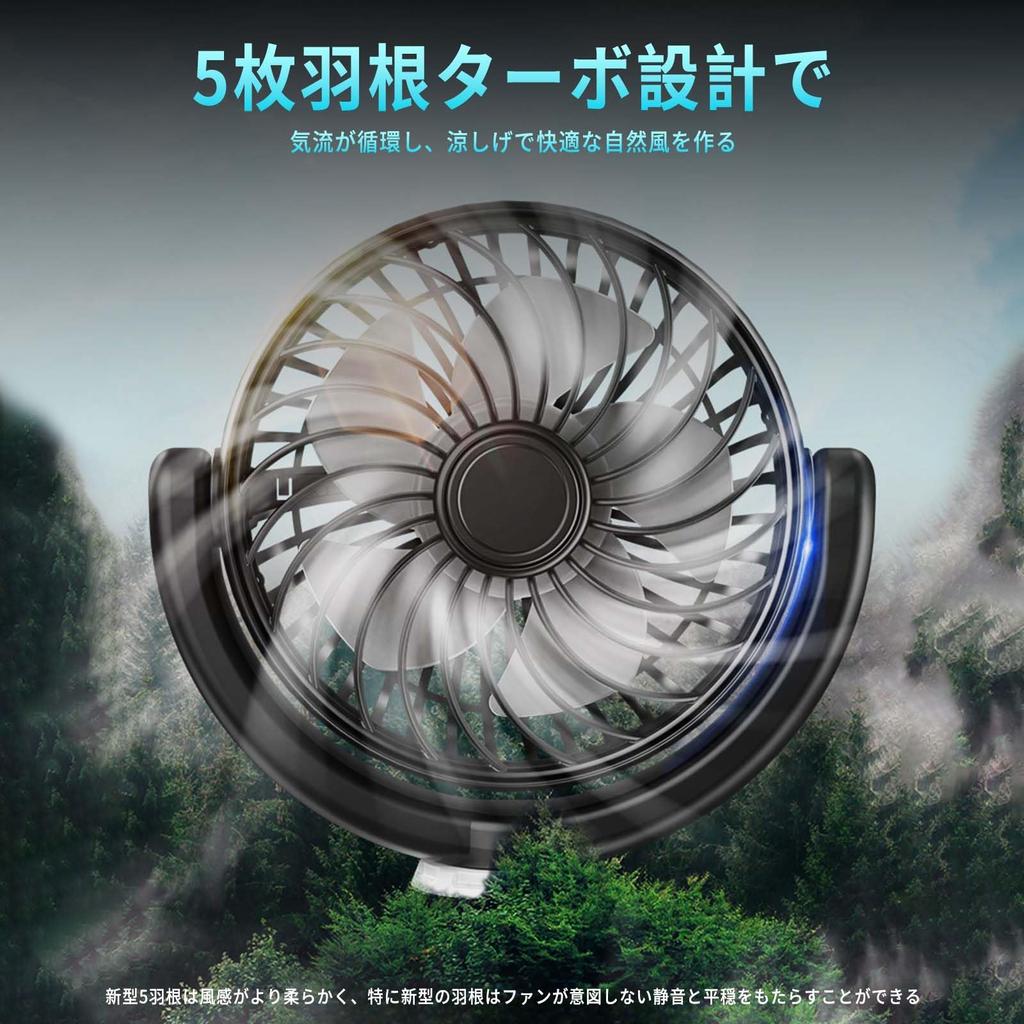 PhyiFlbey Car Fan, Car Fan, Rear Fan, USB Charging, Double Headed Car Fan, Low