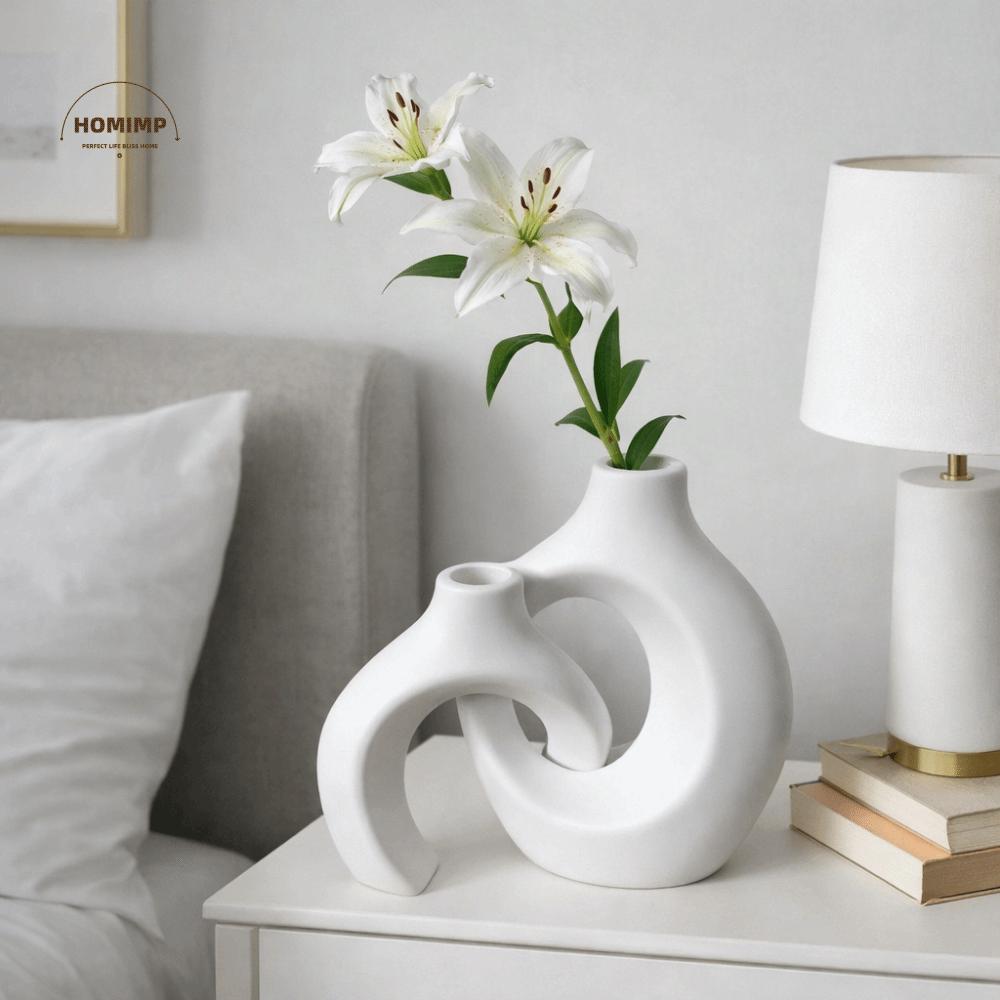 2 pieces/pair Home Decor Minimalist Imitation Ceramic Vase Modern Removable Hollow Nordic Vase Plastic Flower Vases Office