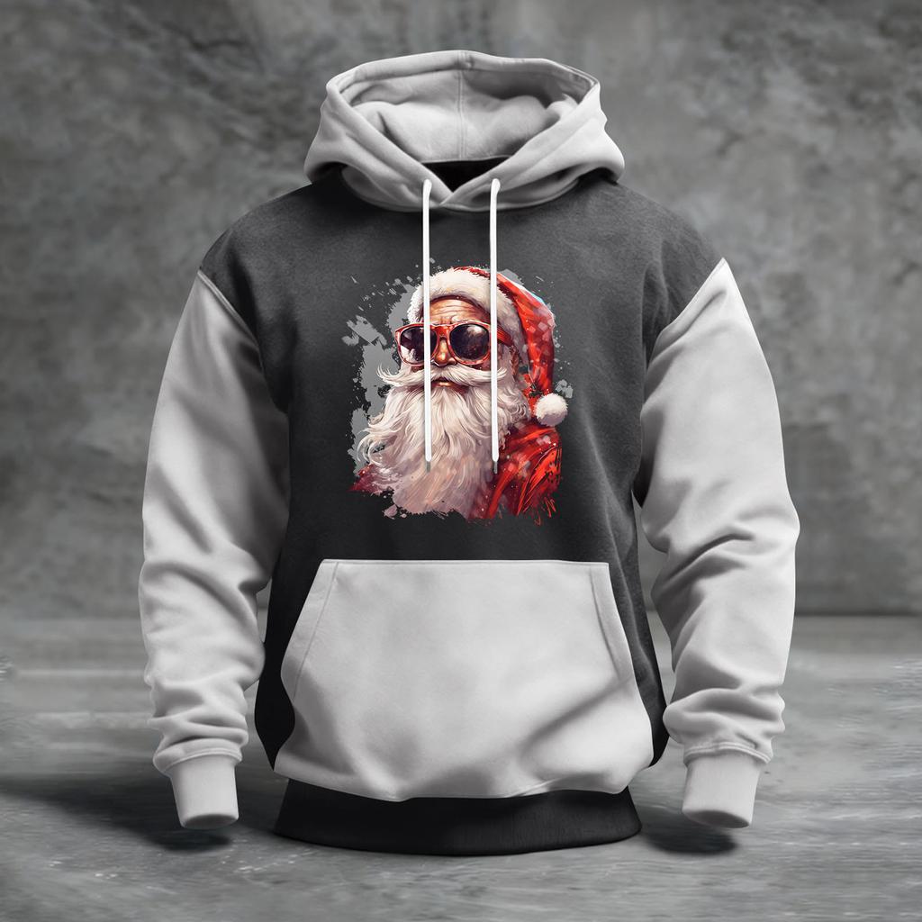 Herren Weihnachten Print Colorblock Kapuzenpullover Lässig Sport Komfort Sweatshirt