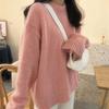 Suéter de Invierno para Mujer Oversize Cuello Redondo Engrosado Suelto Suave Casual Color Sólido Manga Larga Punto Jerséis