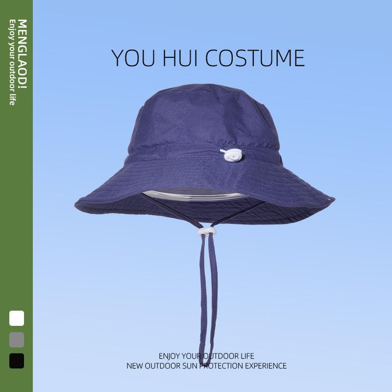 Barn enfärgad bucket hat sommar stor brätte UV-skydd solhatt söt baby mode mångsidig strandhatt