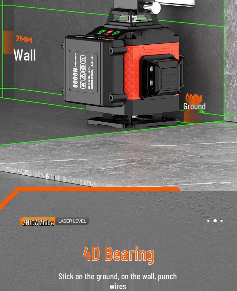 German High-Precision 12-Line Green Light Laser Level with Auto-Leveling for Outdoor Use