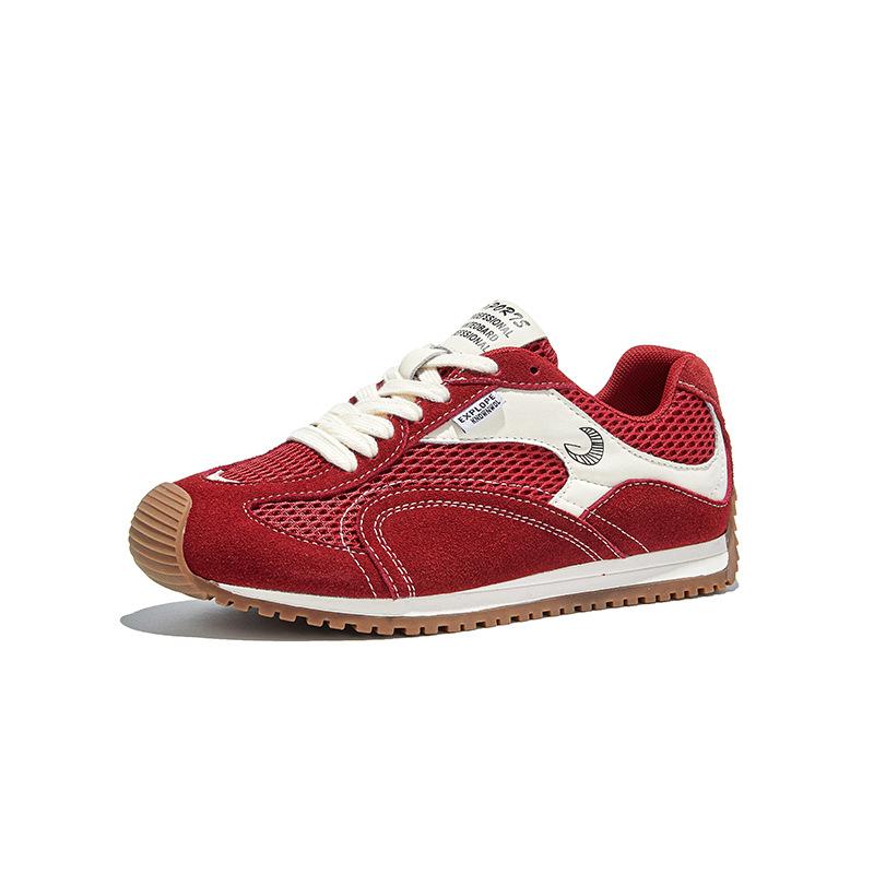 Leather German training shoes women's 2025 autumn new crooked head sports shoes flat running Forrest Gump shoes comfortable casual women's shoes