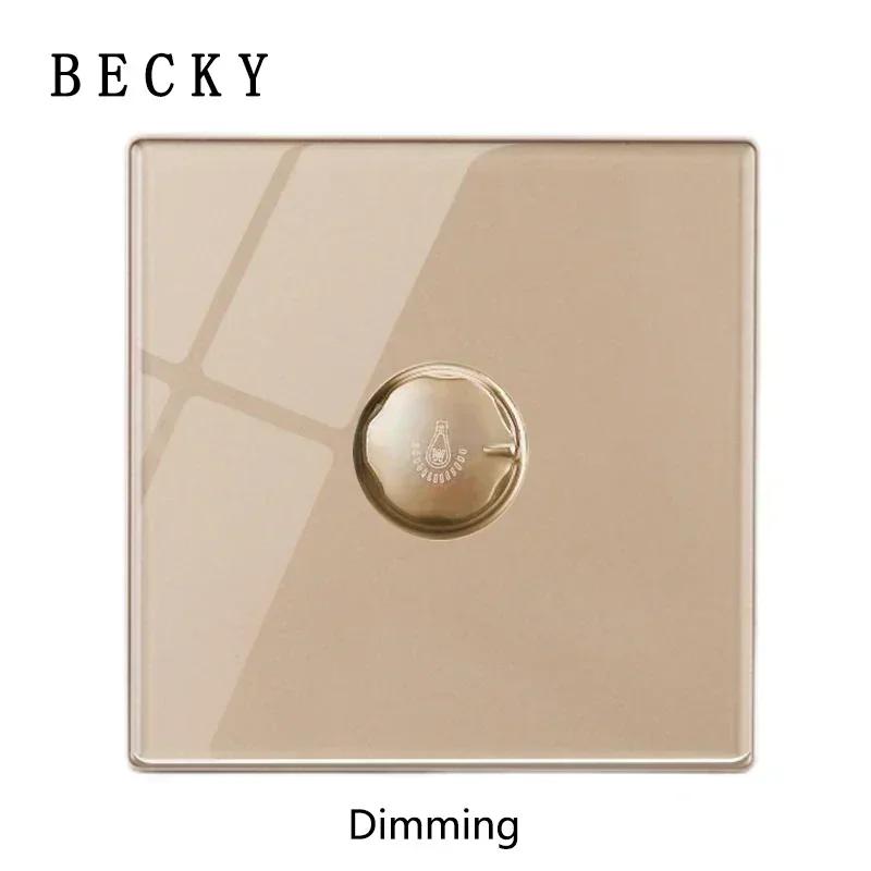 

Золота панель настінного вимикача зі скла з підсвічуванням LED, європейська розетка 16А, ретро-тумблер, стандарт ЄС/Великобританії, 2 USB-розетки, 1-4 пости