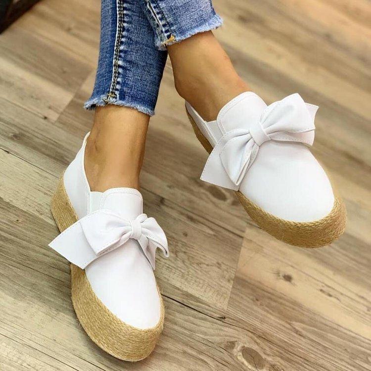 Frühling Damen Flats 2024 Schuhe Slipper Lässige Damen Canvas Schuhe Schleife Dicke Sohle Lazy Loafers Weibliche Espadrilles Flach