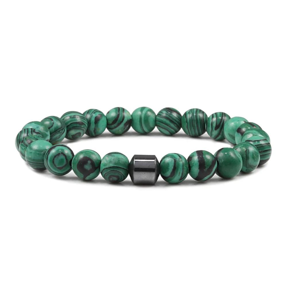 Malachite Beaded Bracelet Cylinder Natural Stone Bracelets High Quality Energy Bangle Classic Strand Jewelry Pulsera