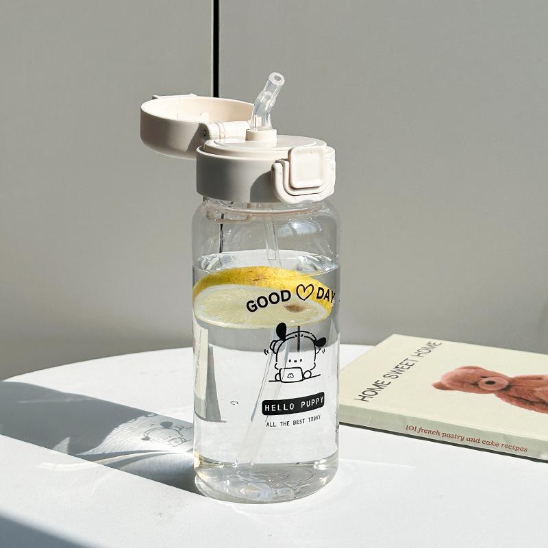 Water bottle high value puppy plastic water cup Korean version simple children cute portable boys and girls