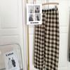 Women's High-Waisted Fleece-Lined Wide-Leg Plaid Pants for Autumn and Winter