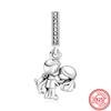Fit Original Pendant Charm Bracelet Fine Zircon 925 Sterling Copper Sweet Lovely Happy Boy Girl Love Pink Heart Robot DIY Beads