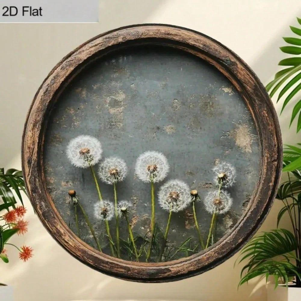 Round Rustic Metal Wall Art Daisy Discus Home Decor