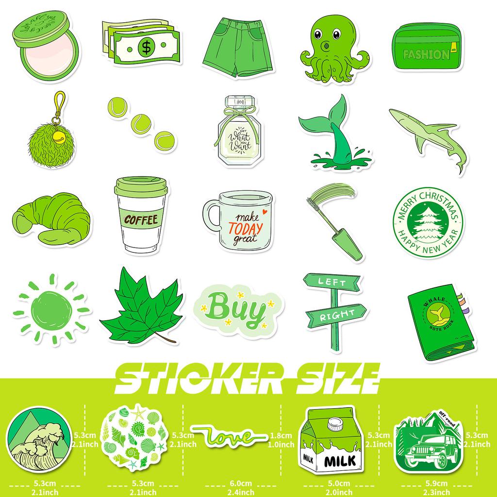50 US Dollars Green Stickers Small Fresh Girl Green Suitcase Graffiti Stickers