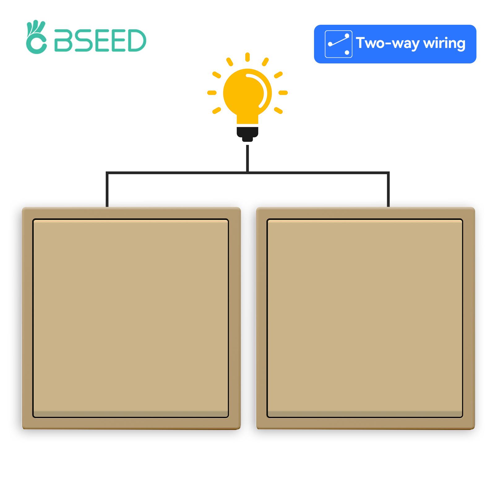 

BSEED 1/2Gang Mechanical Light Switches With Led Indicator For Stairs Hallway Corridor 10A Plastic Frame 2pieces NO WIFI&EU standard