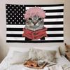 Black American Flag Tapestry  Jujutsu Kaisen Style Anime Decor Funny Wall Hanging for Anime Fans Room