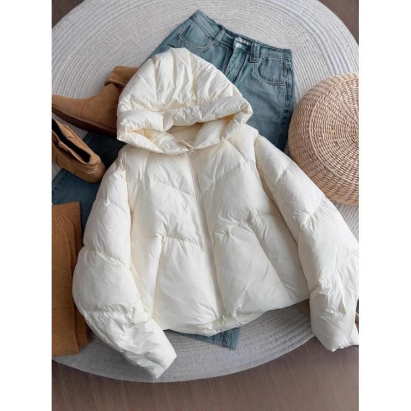 

Женская зимняя свободная повседневная одежда для отдыха со стоячим воротником, корейская куртка-пуховик для通勤 XXS бежевый