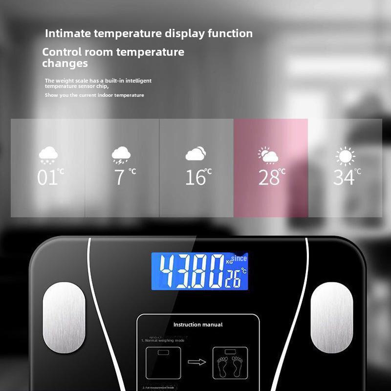 Smart Bluetooth Body Fat Scale - High Precision Rechargeable Electronic Weight Scale for Home Use