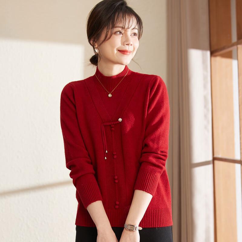 Xihui Women's Winter Faux Two-Piece Knit Top