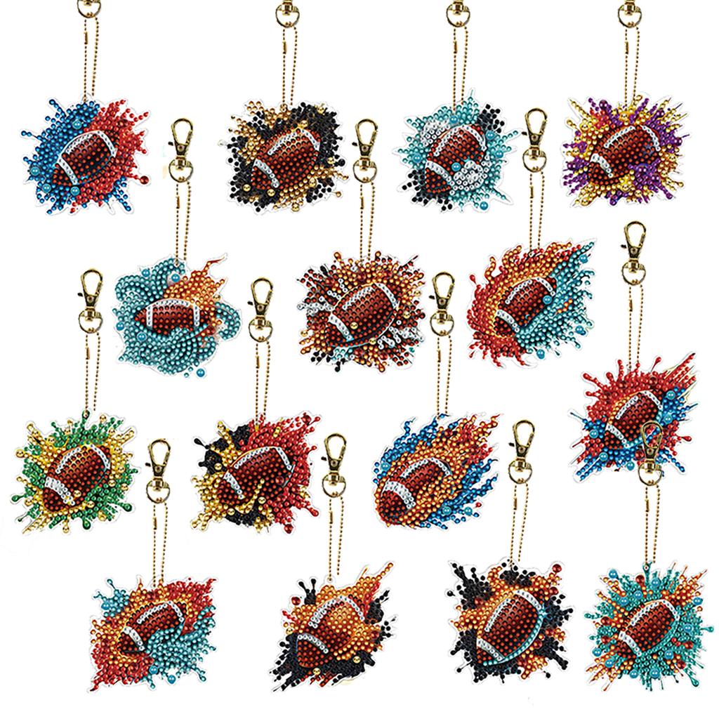 15 ks DiY 5D Diamantové malování Klíčenky Závěsné přívěsky Oboustranné pro začátečníky Narozeninové tvoření Domácí párty dekorace