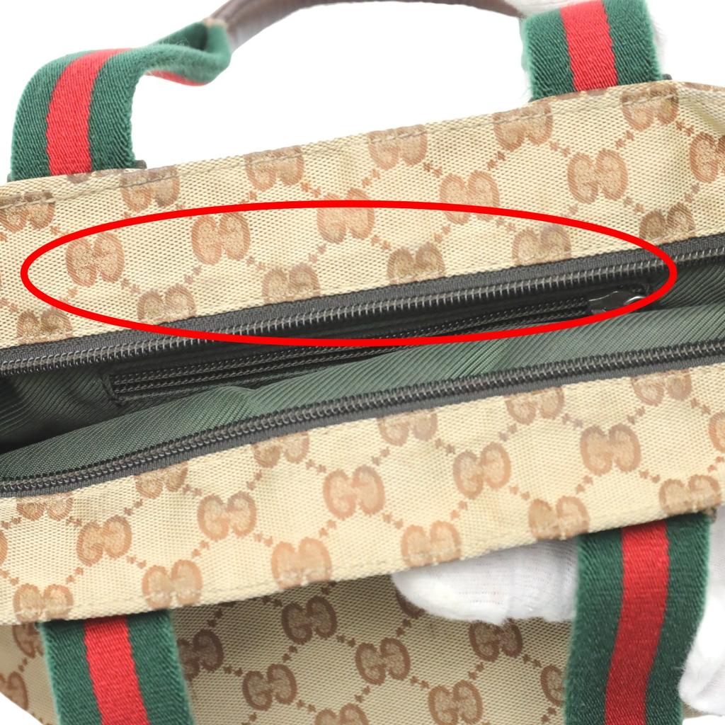 Gucci Sherry Line GG Canvas Handbag Tote Bag Beige Women 131228 Used