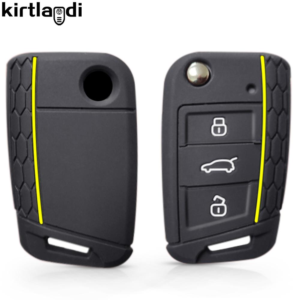 Silicone Key Cover Holder for Skoda Octavia A7 Rapid Kodiaq Fabia Seat Ibiza Leon Ateca for VW POLO Golf 7 Tiguan T-Roc T6 Case