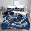Demon slakter: Kimetsu no Yaiba kamado Nezuko Anime 100% Polyester Sengetøy Sett Dynetrekk Sett Trykt Tegneserie Hjemmeinnredning