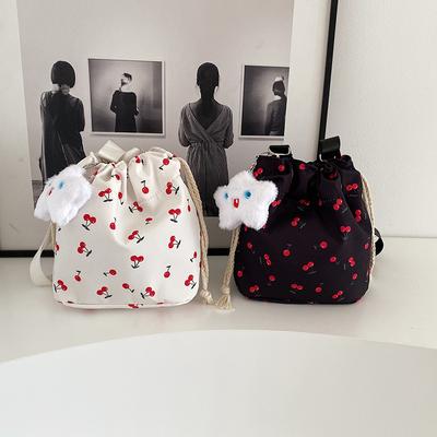 Cherry Printed Large-capacity Bag, Women's Bag, Small Fresh Shoulder Bag, High-value Niche Messenger Bag.