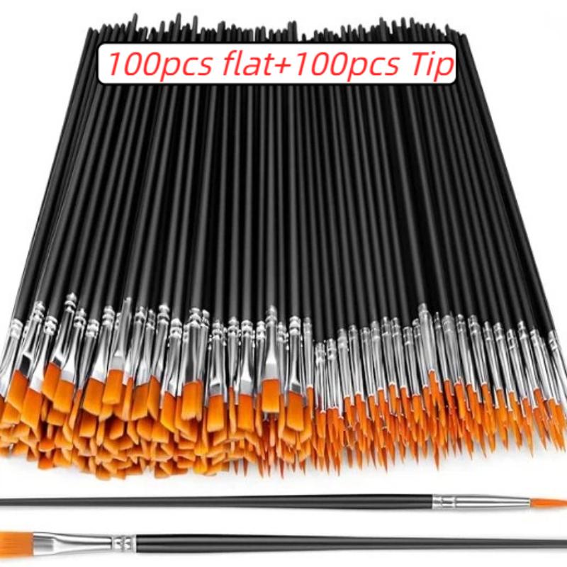 100/130/160/180/200Pcs Professional Art Brushes Set Nylon Hair Flat Round Paint Brushes for Acrylic Watercolor Painting