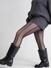 1 Pc Women'S Black Sheer Wave Pattern Pantyhose, Side Strip Slimming High-Stretch Hosiery, Ideal For Autumn Winter Daily Commute